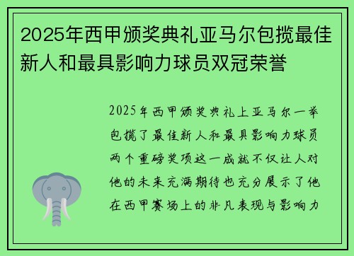 2025年西甲颁奖典礼亚马尔包揽最佳新人和最具影响力球员双冠荣誉